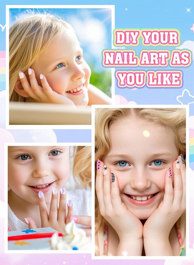 EBANKU 72 Pieces Press on Nails for Kids, EBANKU 3 Pack Kid Fake Nail Kit Purple Flower Black Streak Press on Nails for Girls 7-12 Years with Jelly Nail Adhesives - Image 4